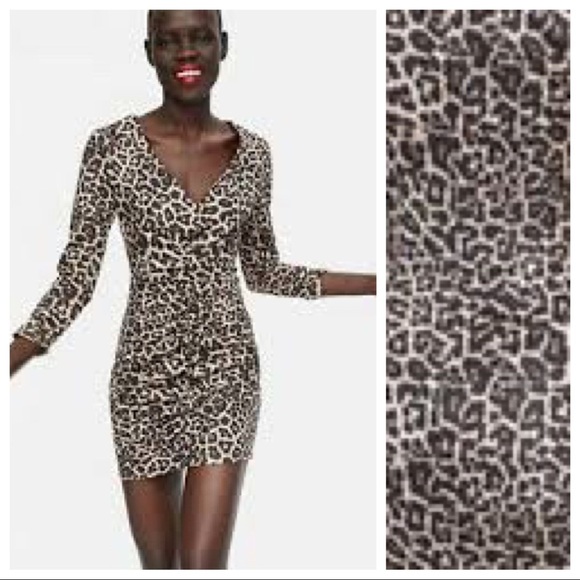 NWT. Zara Leopard Print Faux Suede Dress. Size S. - Picture 1 of 8